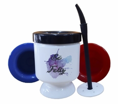 Mate Se Feliz Watercolor Art Happy Frase