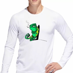 Remera Manga Larga Camaleon Iguana Reptil Parado