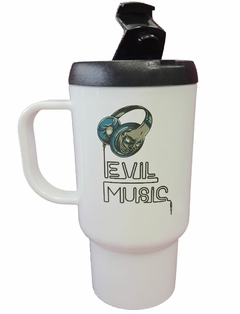 Jarro Termico Auriculares Con Cara Malvada Evil Music