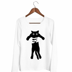 Remera Manga Larga Gato Negro Manos Cat Black en internet