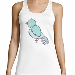 Musculosa Deportiva Pajaro Verde Agua Ojos Cerrados