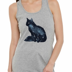 Musculosa Deportiva Gato Estrellado Ilustracion Arte - comprar online