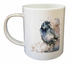 Taza Cuervo Parado Dibujo Acuarela - comprar online