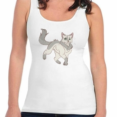 Musculosa Deportiva Gato Con Manchas Grises Caminando - comprar online