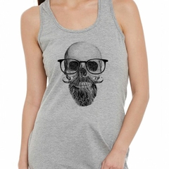 Musculosa Deportiva Calavera Con Barba Y Anteojos