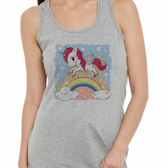 Musculosa Deportiva Unicornio Volando Sobre Arcoiris