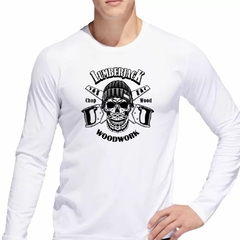 Remera Manga Larga Carpintero Leñador Cortar Leña Calavera