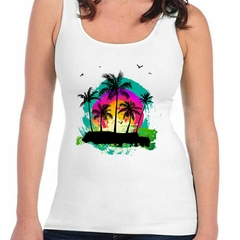 Musculosa Deportiva Palmeras Color Watercolor Playa Tropical - comprar online