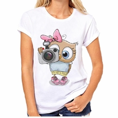 Remera Owl Buho Lechuza Camara Dibujo Art