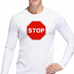 Remera Manga Larga Señal De Transito Pare Stop M2