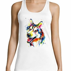 Musculosa Deportiva Husky Siberiano Watercolor Art M2 - comprar online