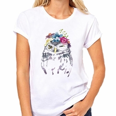 Remera Buho Dibujo Watercolor - comprar online