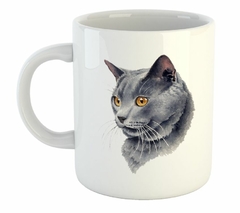 Taza Gato Azul Ruso Cara Dibujo