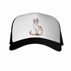 Gorra Gato Blanco Rayas Rojas Dibujo - comprar online