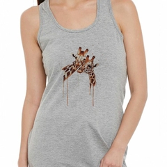 Musculosa Deportiva Jirafas Juntas Dibujo Acuarela