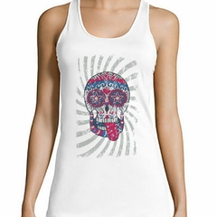 Musculosa Deportiva Calavera Sacando La Lengua Colores Arte - comprar online