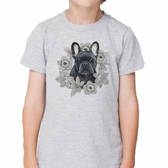 Remera Bulldog Frances Con Flores