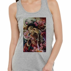 Musculosa Deportiva Geisha Japones Flores Woman Color Art - comprar online