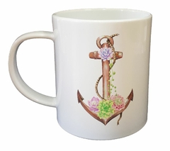 Taza Ancla Flores Mar Barco Simbolo - TiendaCubik