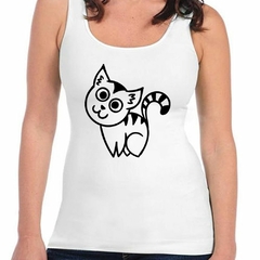 Musculosa Deportiva Gato Feliz Tierno Vector - comprar online