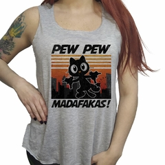 Musculosa Pew Pew Madafakas Cat Black Arma