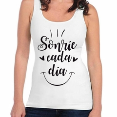 Musculosa Deportiva Sonrie Cada Dia Smile Negro Corazon