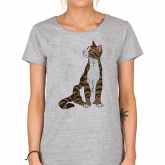 Remera Gato Curioso Dibujo Art - TiendaCubik