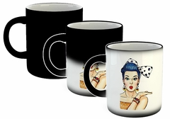 Taza Pin Up Girl Mujer Azul en internet