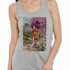 Musculosa Deportiva Geisha Japones Flores Art Abanico - comprar online