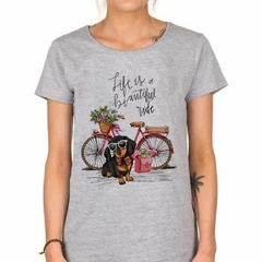 Remera Life Is A Beautifull Ride Perro Bici - TiendaCubik