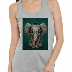 Musculosa Deportiva Elefante Auriculares Art Dibujo Music - comprar online