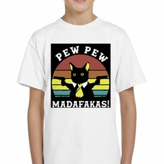 Imagen de Remera Pew Pew Madafakas Arma Gato Amarill Blanc