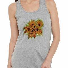 Musculosa Deportiva Flores Naranjas Dibujo M2