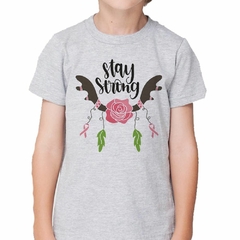 Remera Stay Strong Rosa Frase Hoja - comprar online