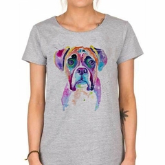 Remera Perro Boxer Art Watercolor