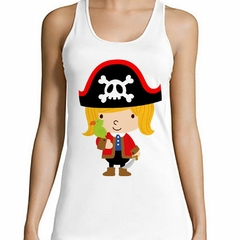 Musculosa Deportiva Niña Pirata Dibujo Girl Pirate Caricatura