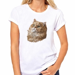 Remera Gato Persa Pintura Art - TiendaCubik