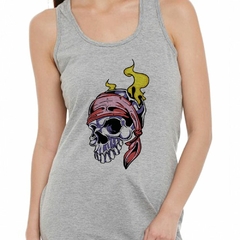 Musculosa Deportiva Calavera Con Vincha Largando Fuego - comprar online