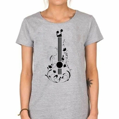 Remera Dibujo Guitarra Flores Arte Dibujo Lineas