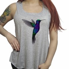 Musculosa Colibri Azul Violeta Verde Gris