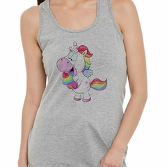 Musculosa Deportiva Unicornio Feliz Comiendo Helado Colores - comprar online