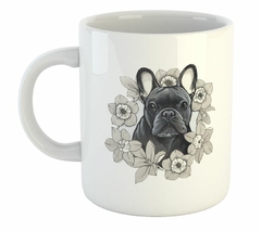 Taza Bulldog Frances Con Flores