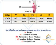 FCV01 Fresa V60° Tallado Mediano - Grande en internet