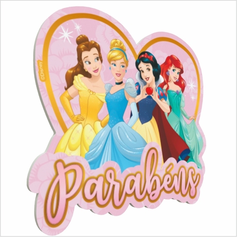 Kit Festa Princesas Disney Painel Topo de Bolo e Totens EVA