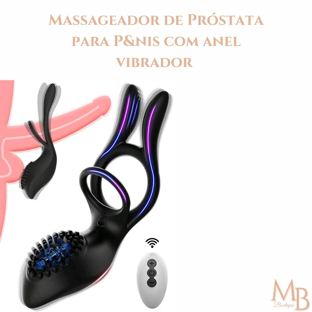 Massageador de Próstata para Pênis com anel vibrador com 10 frequência