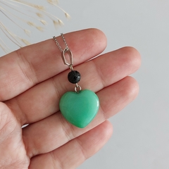 Colar Difusor Pessoal Coração de Pedra - Jade Malasiana na internet