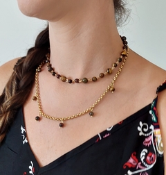 Choker Gipsy Drial Dourado- Olho de Tigre - comprar online