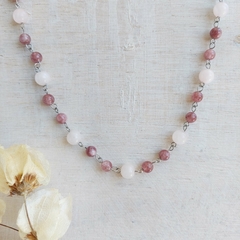 Choker Gipsy Drial - Quartzo Rosa e Lepidolita