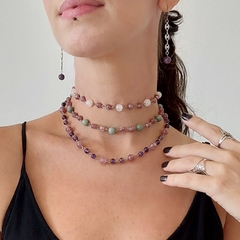 Choker Gipsy Drial - Quartzo Rosa e Lepidolita - comprar online