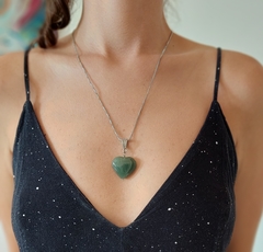Colar Coração de Pedra - Quartzo Verde - comprar online